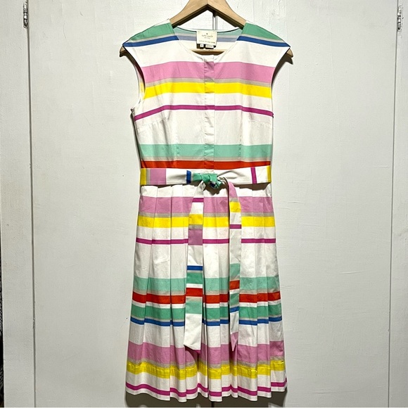 Kate Spade Multi Cape Stripe Shirtdress, Pastel Cotton Dress, Size 4 - Picture 5 of 16